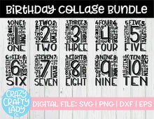 Load image into Gallery viewer, Birthday Collage SVG Cut File Bundle (1-10)