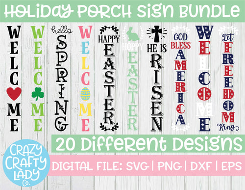 Holiday Porch Sign SVG Cut File Bundle