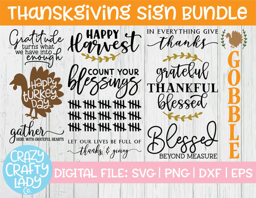 Thanksgiving Sign SVG Cut File Bundle