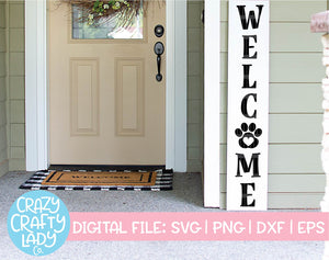 Welcome with Paw Print SVG Cut File