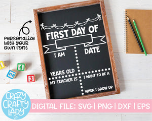 First Day of School Board SVG Cut File