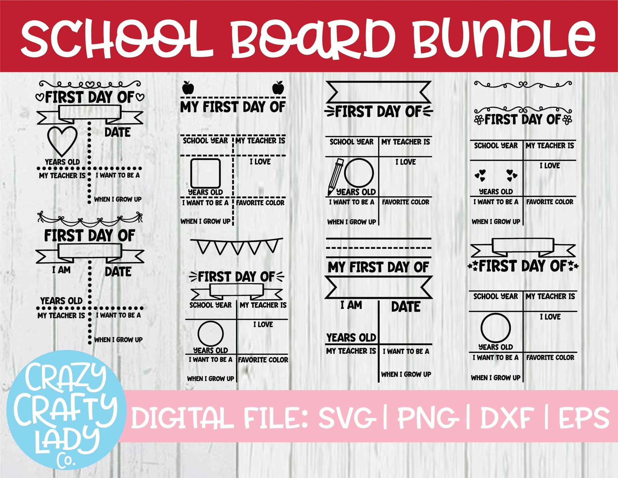 First Day of School Board SVG Cut File – Crazy Crafty Lady Co.