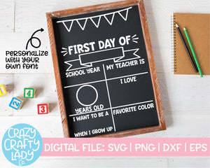 First Day of School Board SVG Cut File