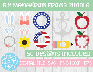 Big Monogram Frame SVG Cut File Bundle