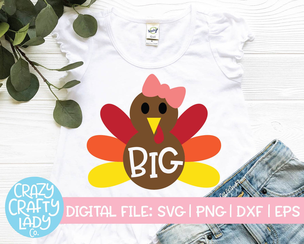 Girl's Big Turkey SVG Cut File