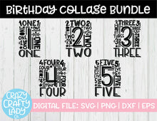 Load image into Gallery viewer, Birthday Collage SVG Cut File Bundle (1-5)