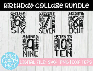 Birthday Collage SVG Cut File Bundle (6-10)