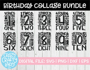 Birthday Collage SVG Cut File Bundle (1-10)