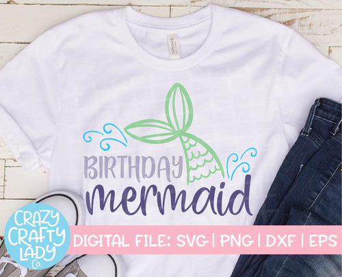 Birthday Mermaid SVG Cut File