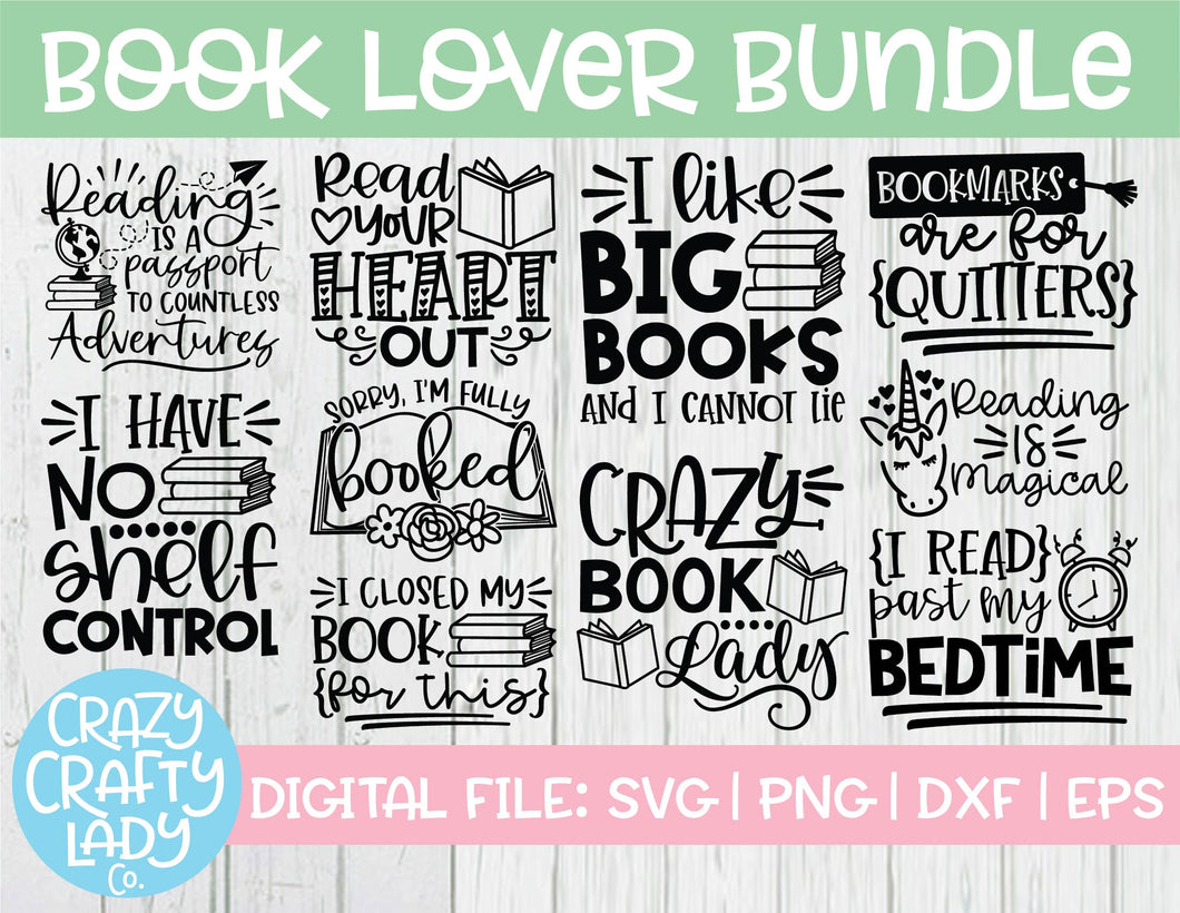 Book Lover SVG Cut File Bundle