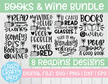 Load image into Gallery viewer, Books &amp; Wine SVG Cut File Bundle