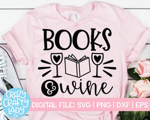Books & Wine SVG Cut File