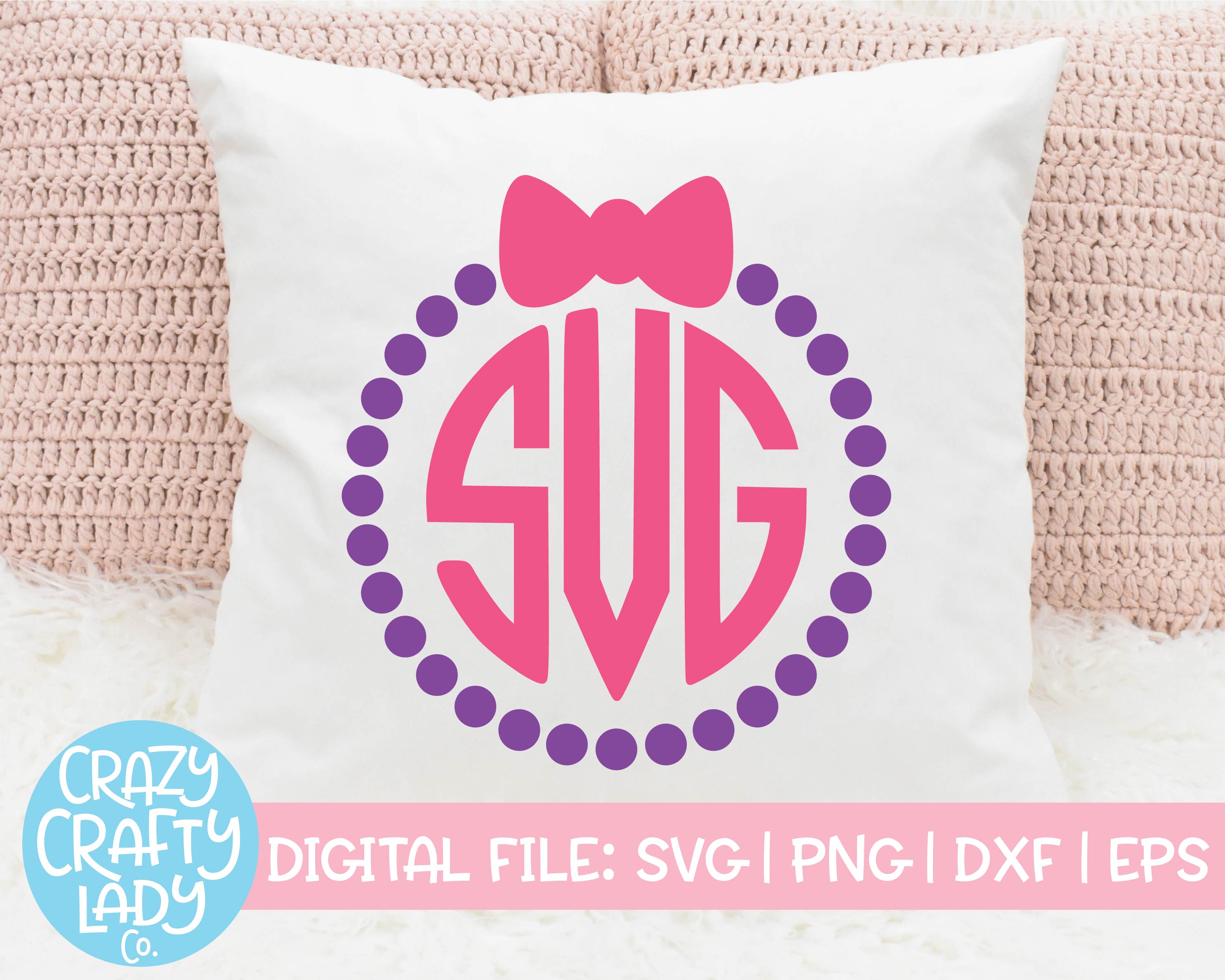 Circle Monogram Frame #3 with Bow SVG - Free SVG files
