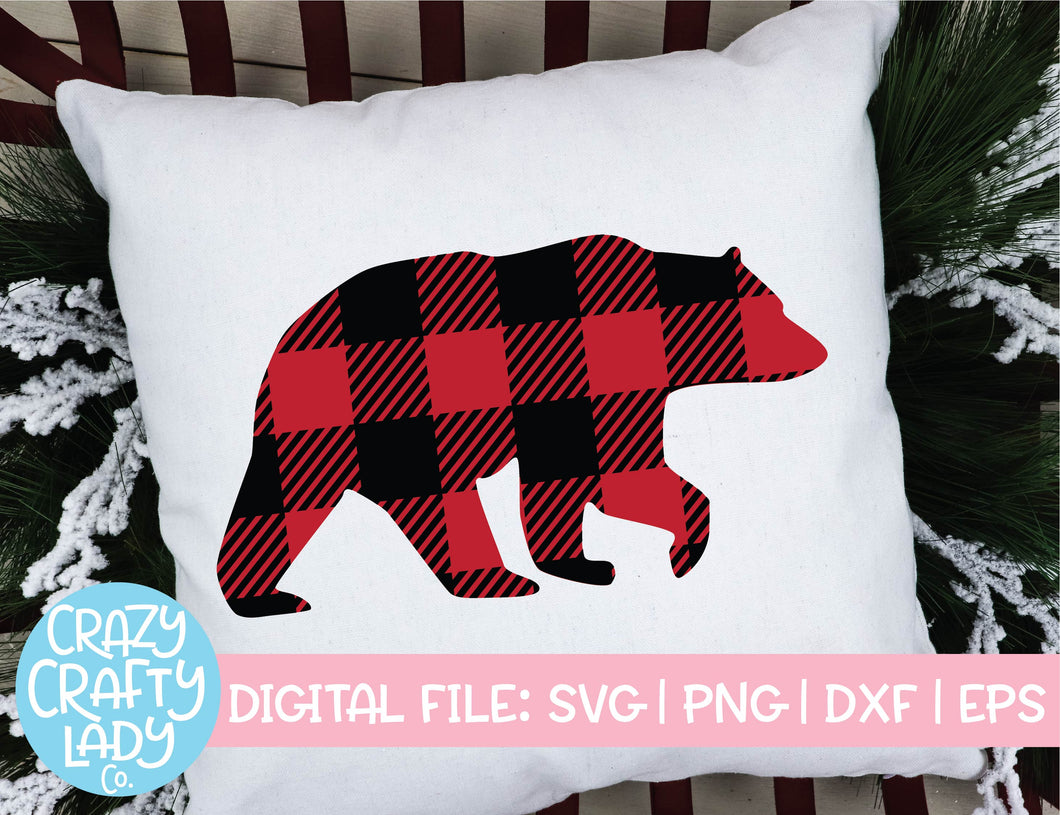 Buffalo Plaid Bear SVG Cut File