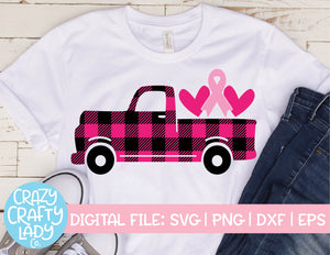 Buffalo Plaid Breast Cancer Awareness Truck SVG Cut File