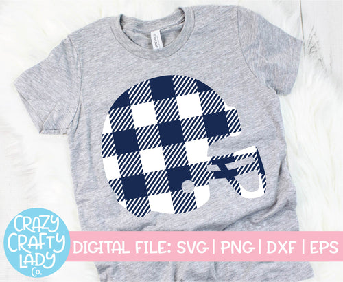 Buffalo Plaid Football Helmet SVG Cut File