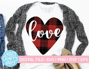 Buffalo Plaid Love Heart SVG Cut File