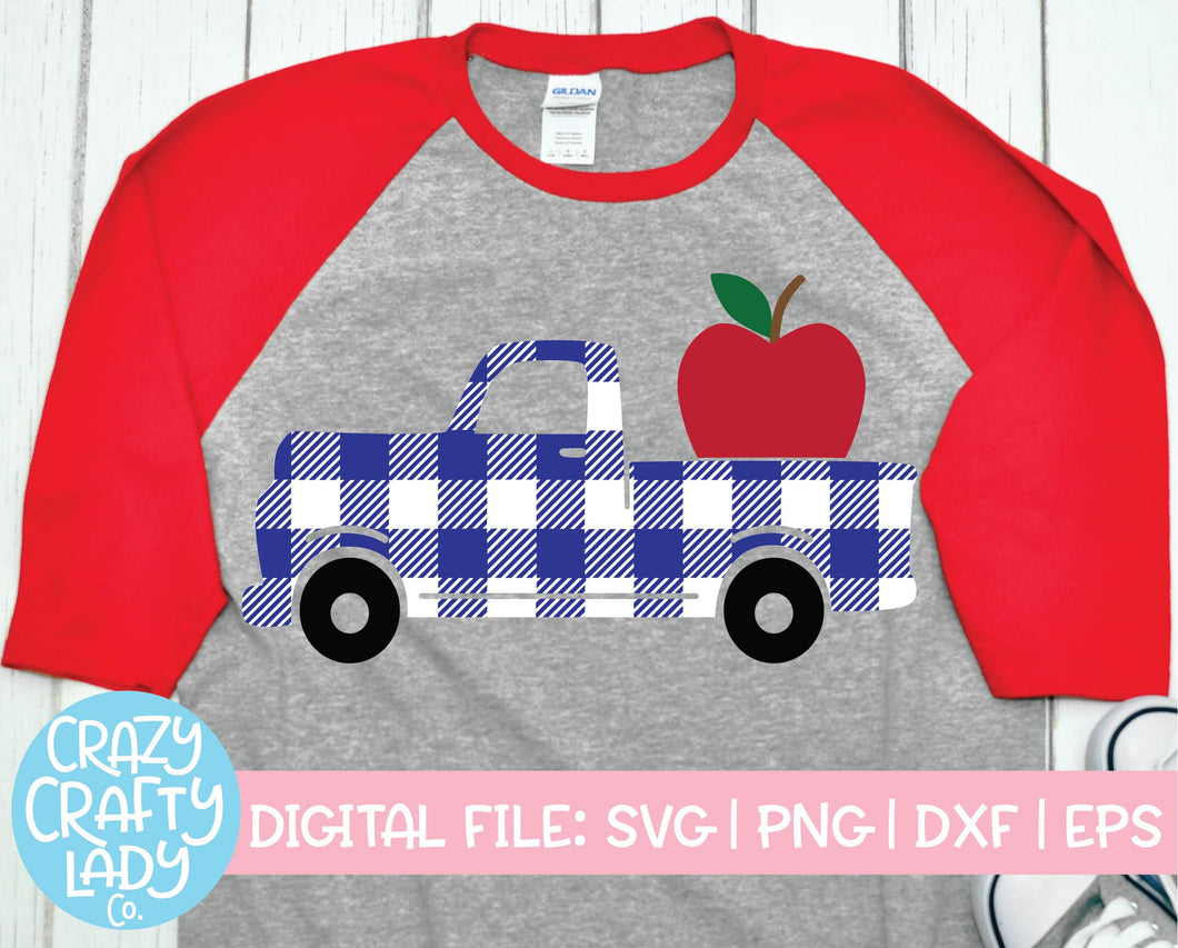 Buffalo Plaid Apple Truck SVG Cut File