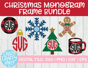 Christmas Monogram Frame SVG Cut File Bundle