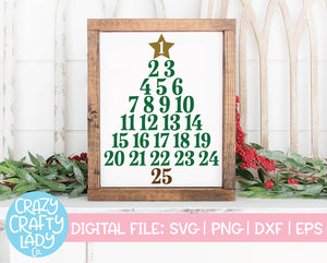 Christmas Tree Advent Calendar SVG Cut File
