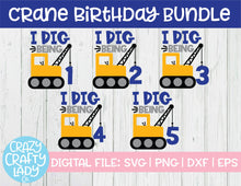Load image into Gallery viewer, Crane Birthday SVG Cut File Bundle