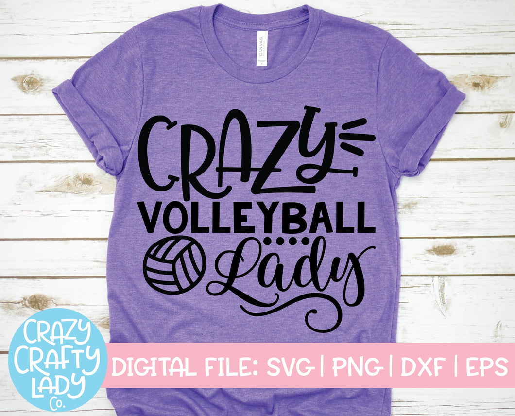 Crazy Volleyball Lady SVG Cut File