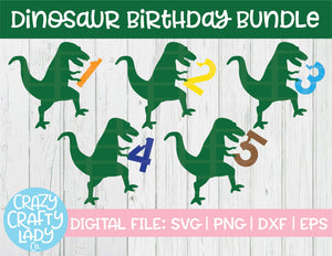 Dinosaur Birthday SVG Cut File Bundle