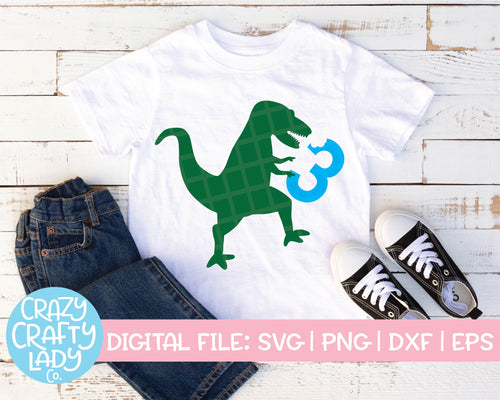 Dinosaur 3rd Birthday SVG Cut File