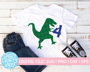 Dinosaur 4th Birthday SVG Cut File