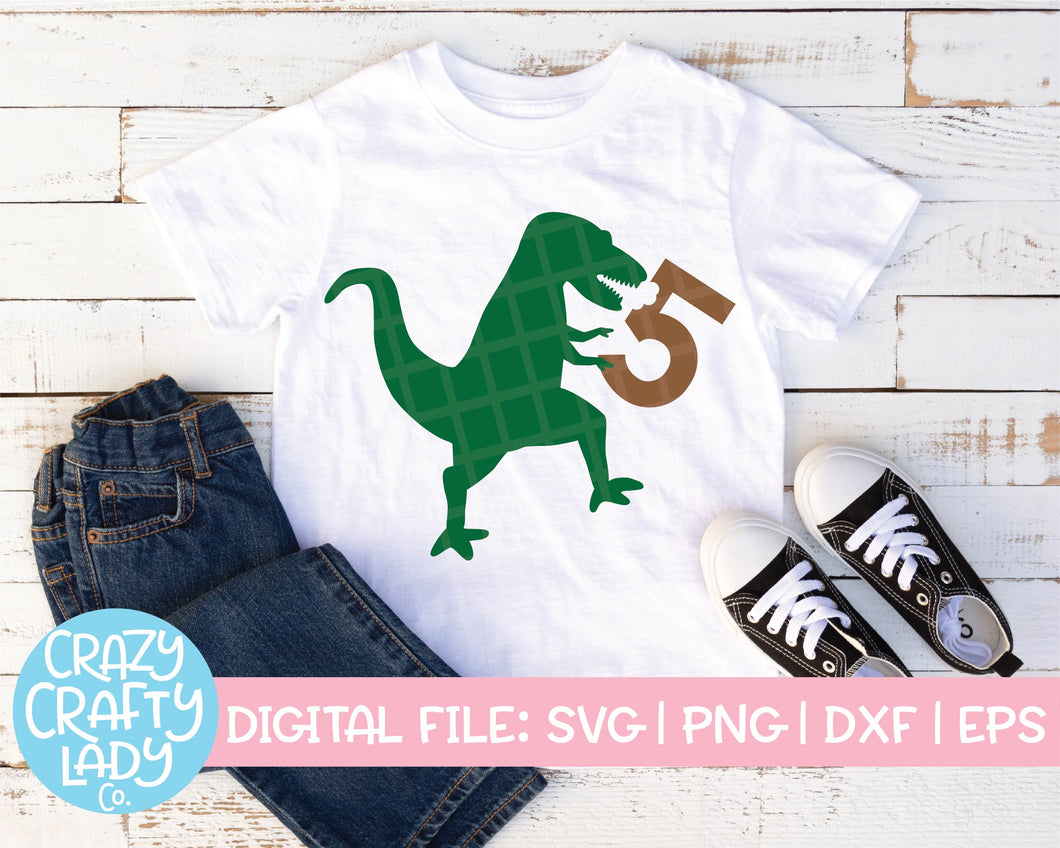 Dinosaur 5th Birthday SVG Cut File