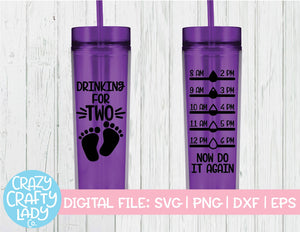 Drinking for Two Water Bottle Tracker SVG Cut File