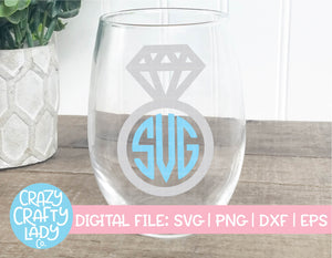Engagement Ring Monogram Frame SVG Cut File