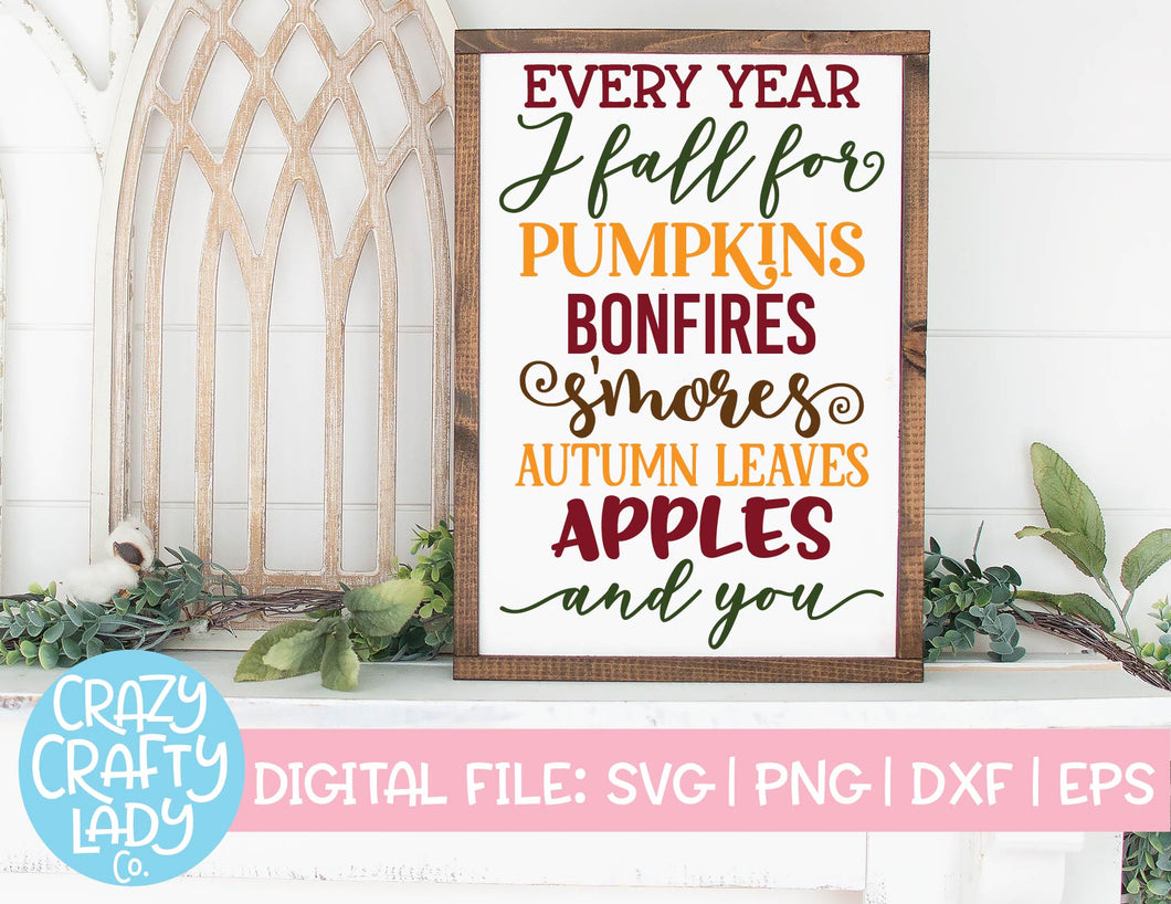 Every Year I Fall for Pumpkins SVG Cut File