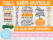 Load image into Gallery viewer, Fall Sign SVG Cut File Bundle