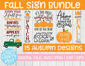 Fall Sign SVG Cut File Bundle