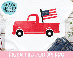 July 4th Truck PNG Printable File