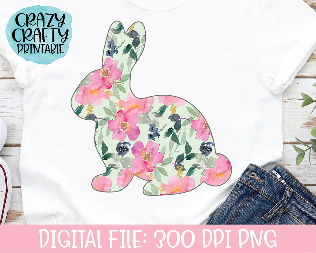 Floral Bunny PNG Printable File