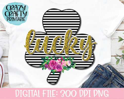 Floral Lucky Clover PNG Printable File
