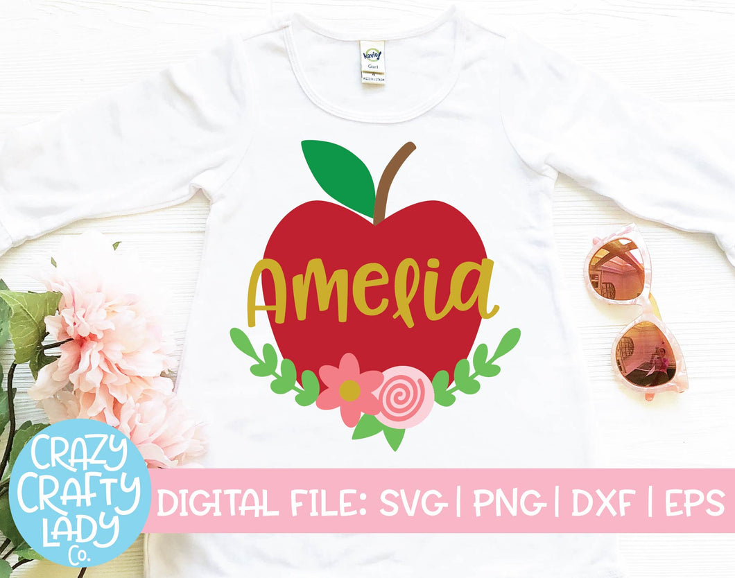 Floral Apple SVG Cut File