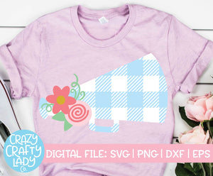 Floral Buffalo Plaid Megaphone SVG Cut File