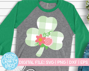 Floral Buffalo Plaid Clover SVG Cut File