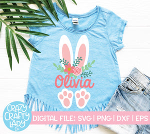 Floral Bunny Ears & Feet SVG Cut File