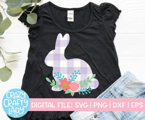 Floral Gingham Bunny SVG Cut File
