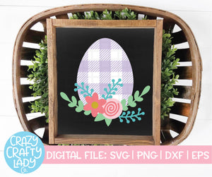 Floral Gingham Easter Egg SVG Cut File