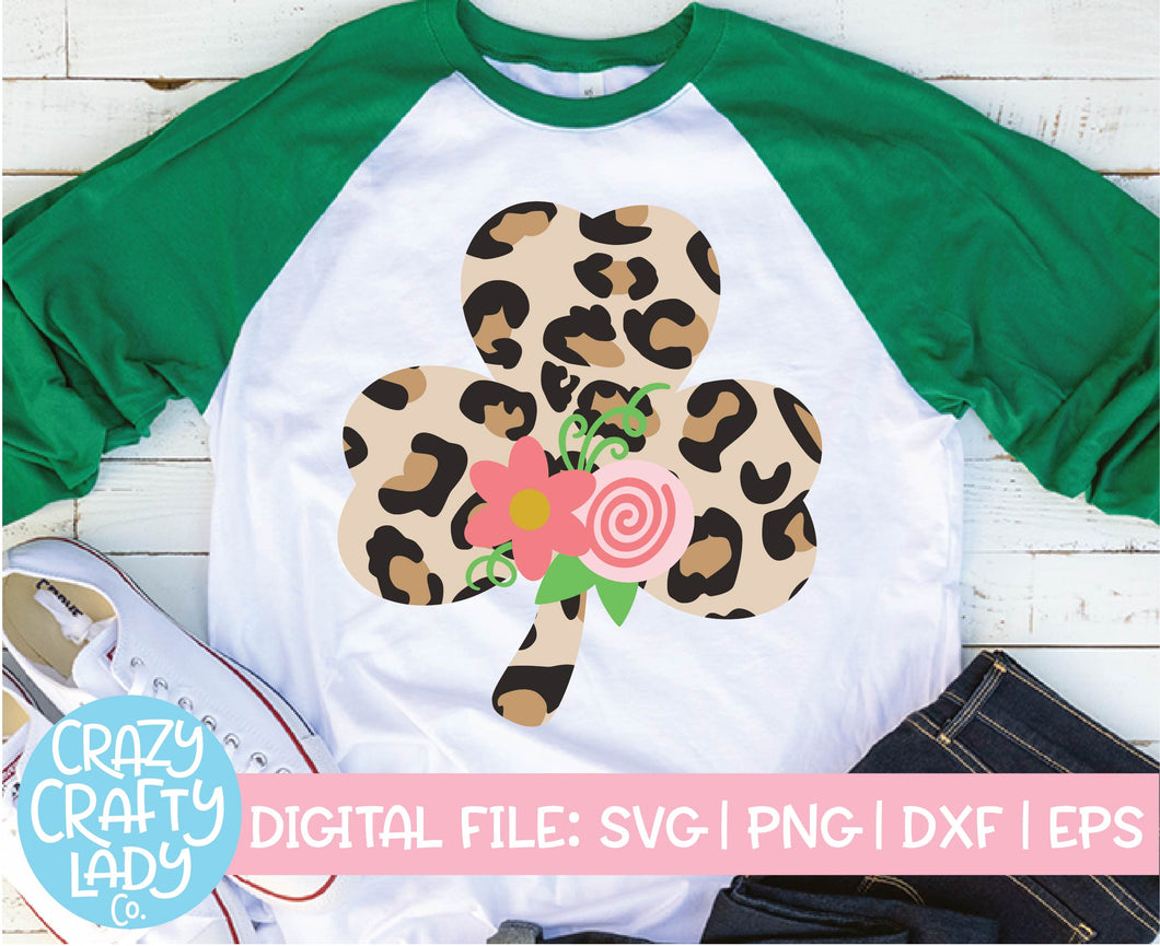 Floral Leopard Print Clover SVG Cut File