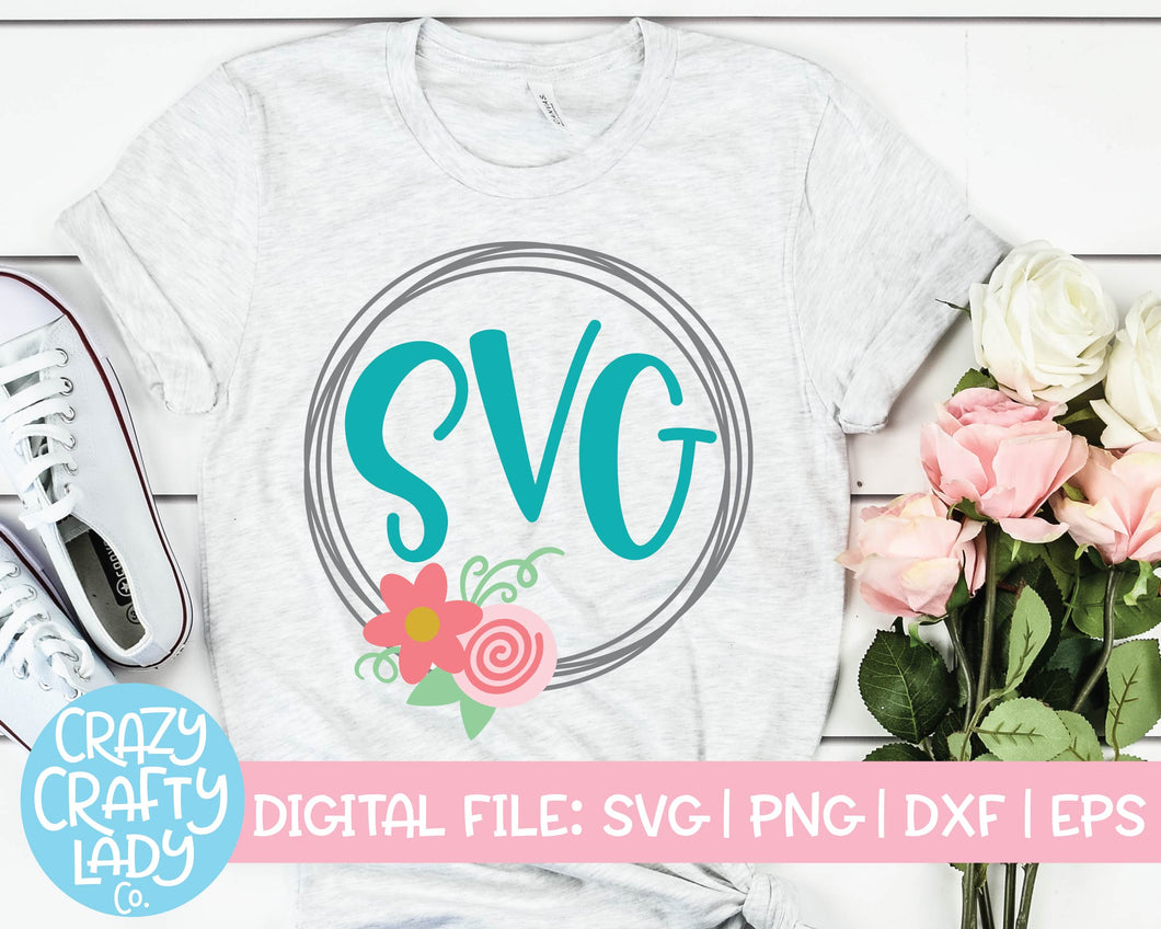 Floral Monogram Frame SVG Cut File
