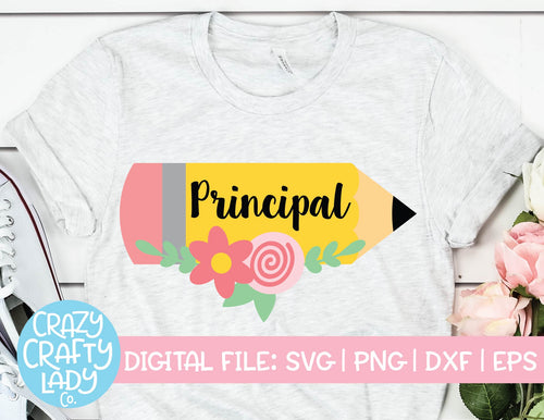 Floral Principal Pencil SVG Cut File