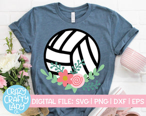 Floral Volleyball SVG Cut File