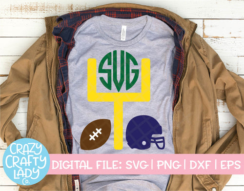 Football Monogram Frame SVG Cut File
