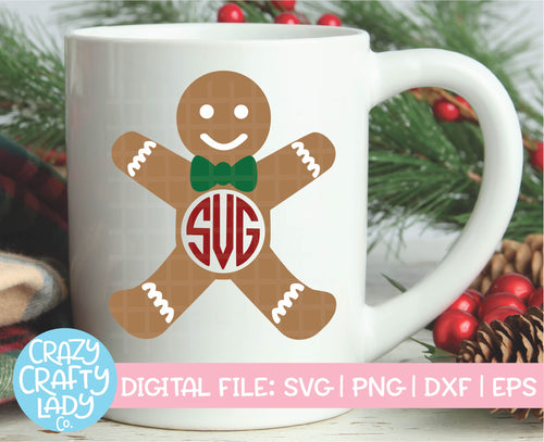 Gingerbread Man Monogram Frame SVG Cut File